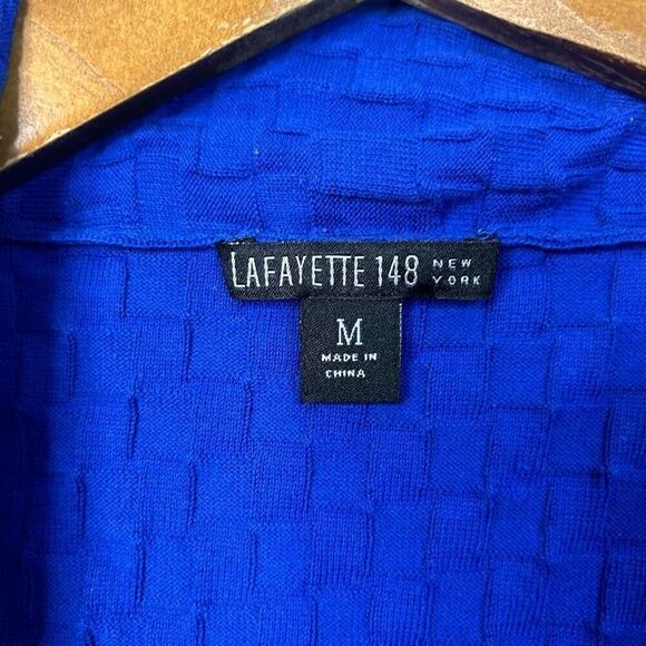 Lafayette 148 Women’s Royal Blue Textured Cotton Sleeveless Drape Cardigan M - Picture 6 of 14